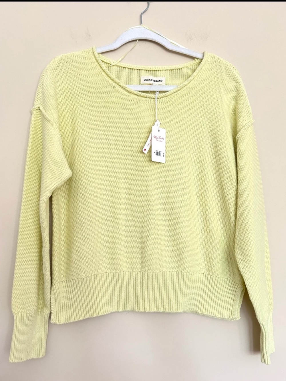 NEW Lucky Brand Women’s Yellow Crewneck Knit Sweater